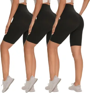 3 Pack Biker Shorts for Women  8"/5"/3" High Waisted Tummy Control Workout Yoga Running Athletic Shorts