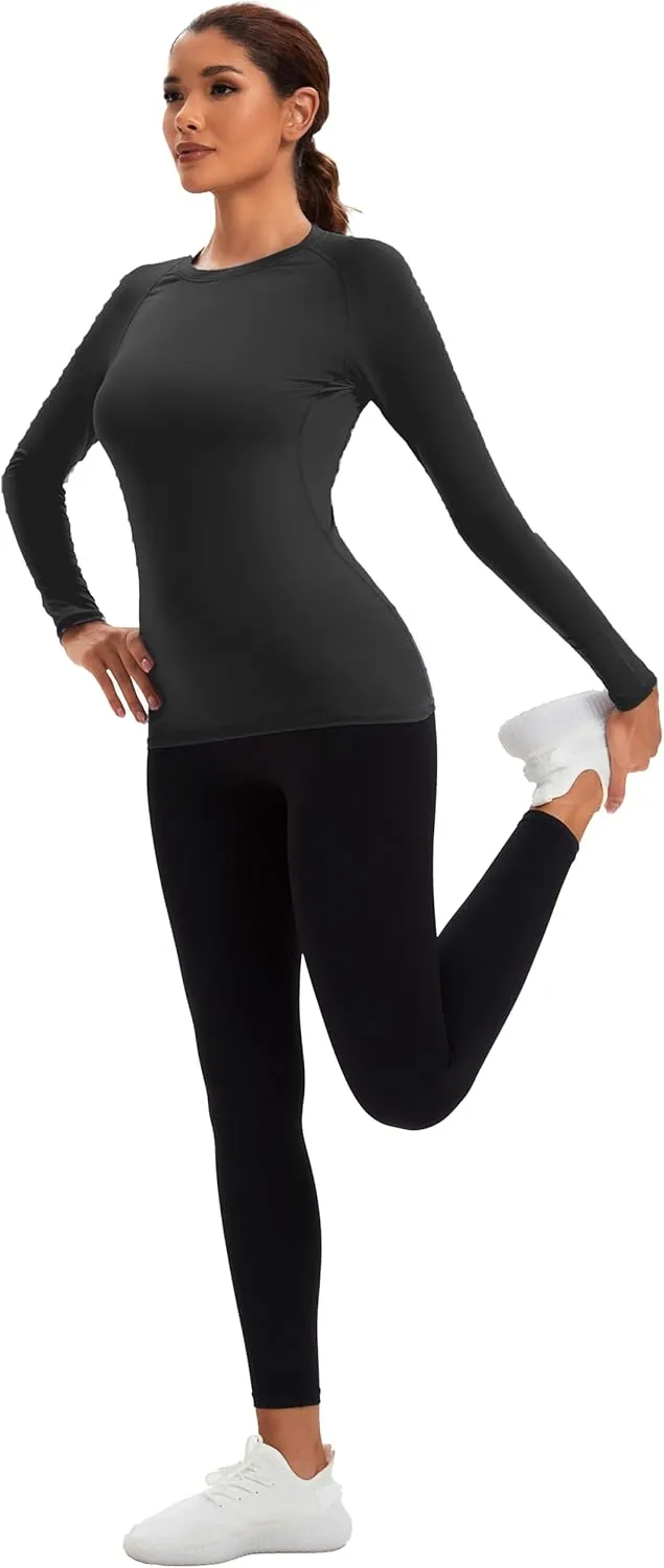 5 Pack Women's Compression Shirt Long Sleeve Workout Tops Athletic Baselayer Quick Dry Gym Yoga Running T-Shirt