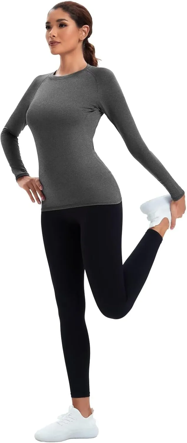 5 Pack Women's Compression Shirt Long Sleeve Workout Tops Athletic Baselayer Quick Dry Gym Yoga Running T-Shirt
