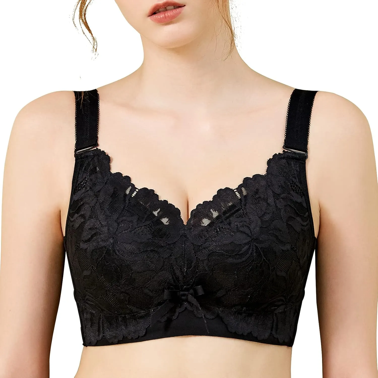 AILIVIN 32-42(B-DDD) Lightly Latex Lined Cup Wirefree Unpadded Full Coverage Plus Size Minimizer Bra