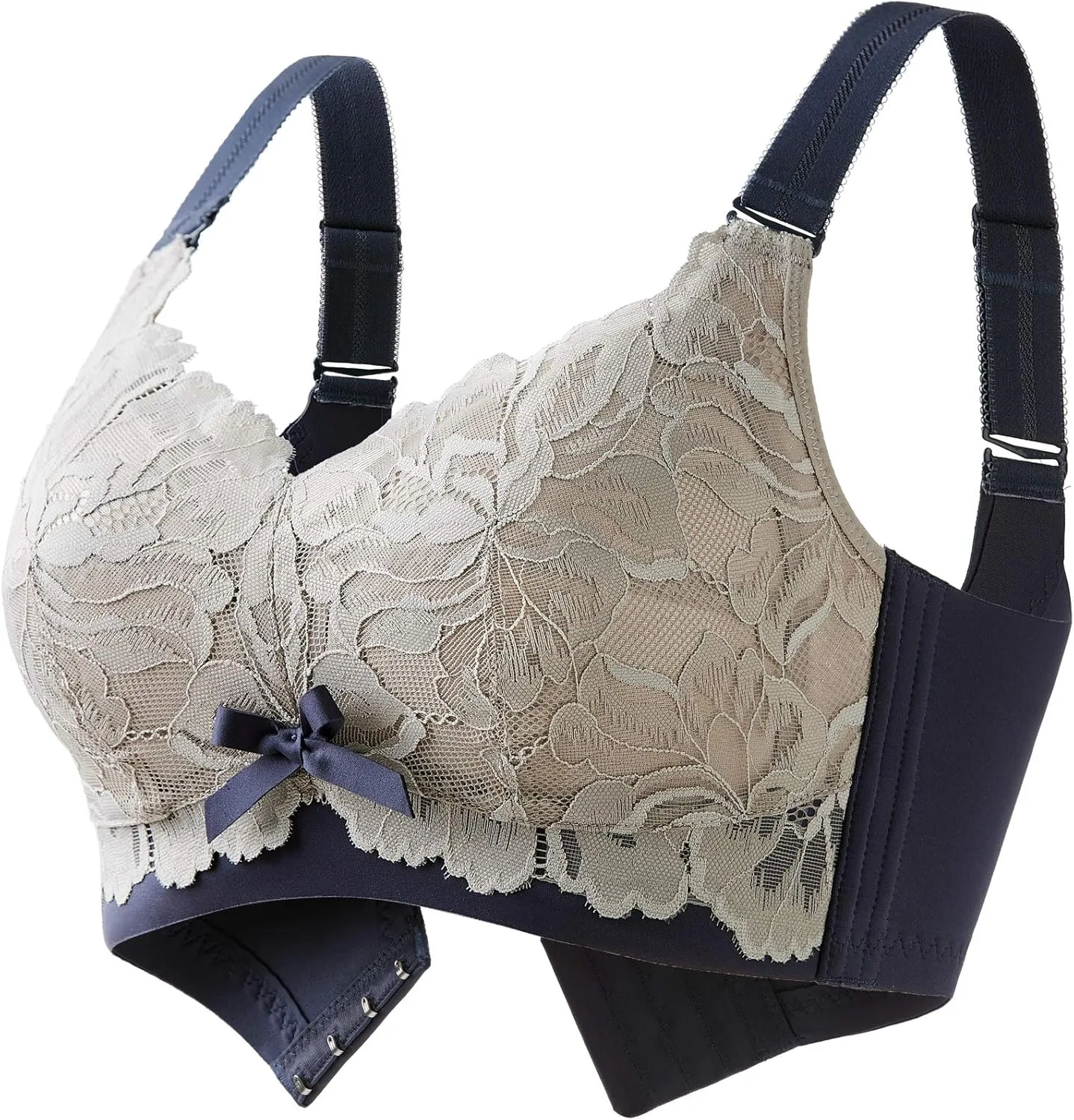 AILIVIN 32-42(B-DDD) Lightly Latex Lined Cup Wirefree Unpadded Full Coverage Plus Size Minimizer Bra