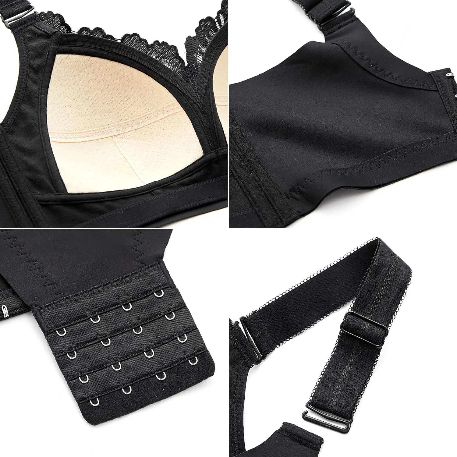 AILIVIN 32-42(B-DDD) Lightly Latex Lined Cup Wirefree Unpadded Full Coverage Plus Size Minimizer Bra