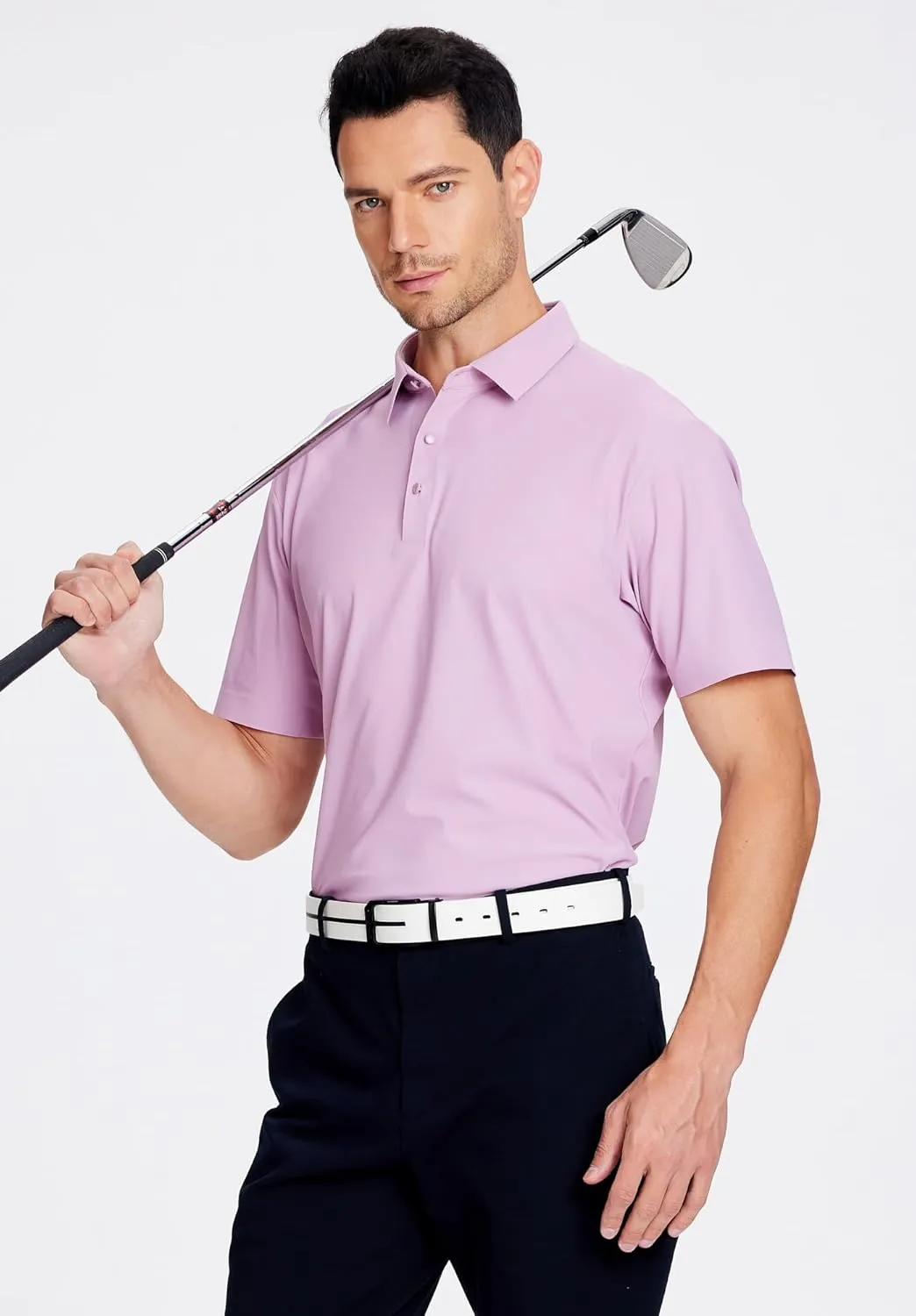 Alex Vando Mens Seamless Golf Shirt Moisture Wicking Quick-Dry Tailored Fit Polo Shirts