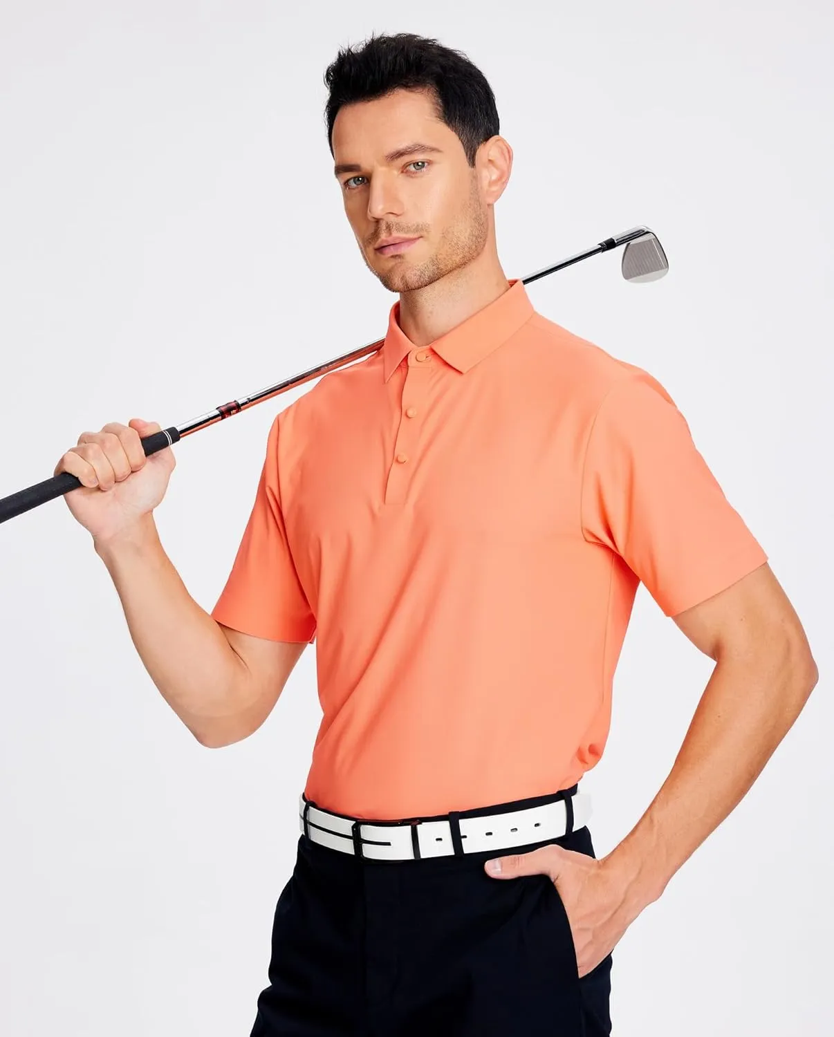 Alex Vando Mens Seamless Golf Shirt Moisture Wicking Quick-Dry Tailored Fit Polo Shirts