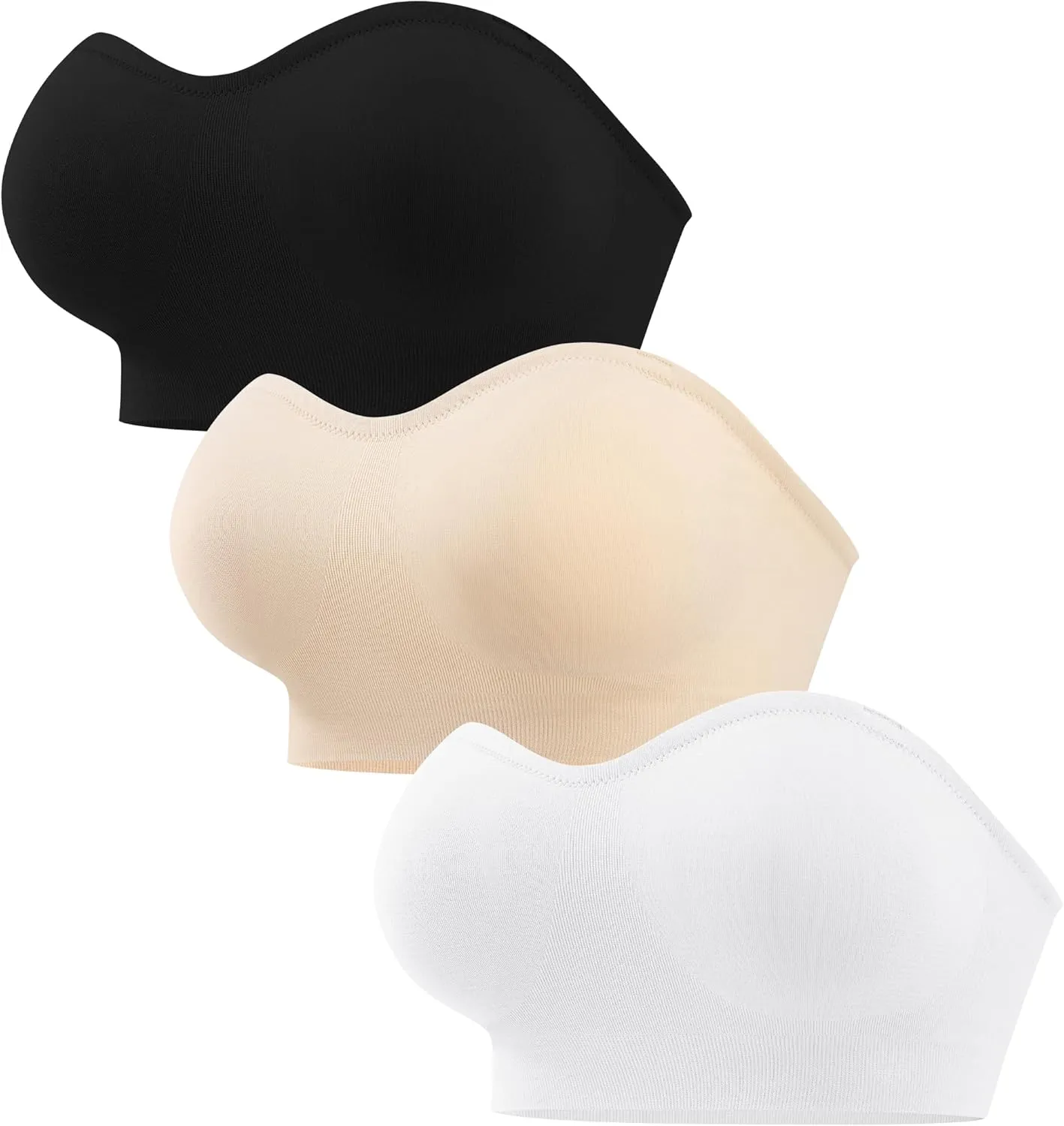 ANGOOL Strapless Bras for Women Wirefree Non-Slip Tube Top Invisible Bralette Seamless Padded Bandeau Bra