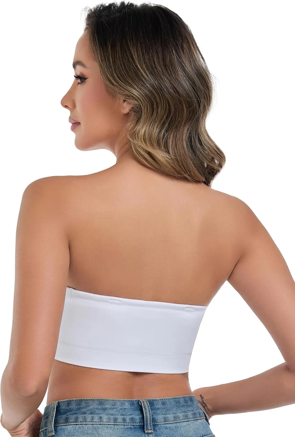 ANGOOL Strapless Bras for Women Wirefree Non-Slip Tube Top Invisible Bralette Seamless Padded Bandeau Bra