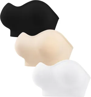ANGOOL Strapless Bras for Women Wirefree Non-Slip Tube Top Invisible Bralette Seamless Padded Bandeau Bra