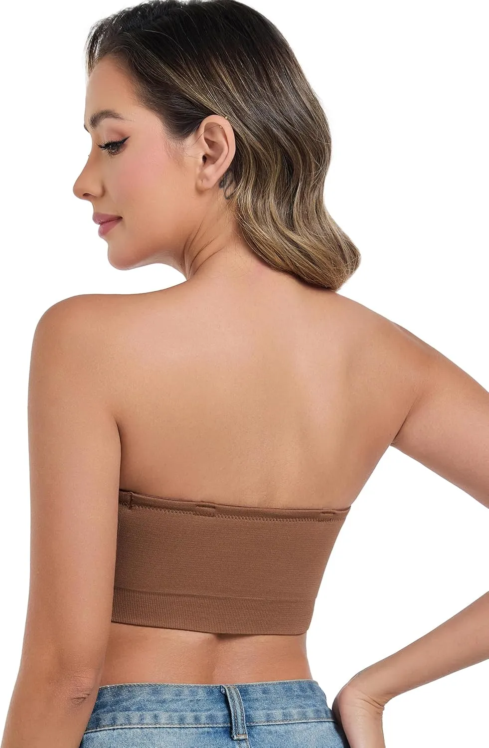 ANGOOL Strapless Bras for Women Wirefree Non-Slip Tube Top Invisible Bralette Seamless Padded Bandeau Bra