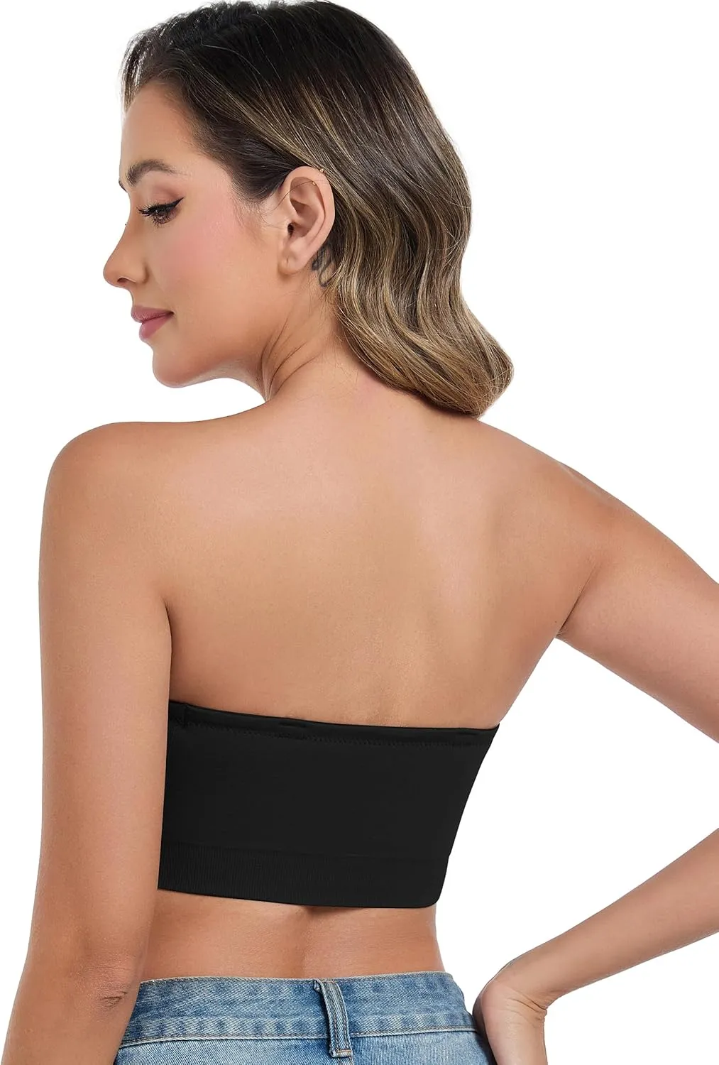 ANGOOL Strapless Bras for Women Wirefree Non-Slip Tube Top Invisible Bralette Seamless Padded Bandeau Bra