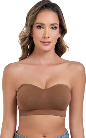 ANGOOL Strapless Bras for Women Wirefree Non-Slip Tube Top Invisible Bralette Seamless Padded Bandeau Bra