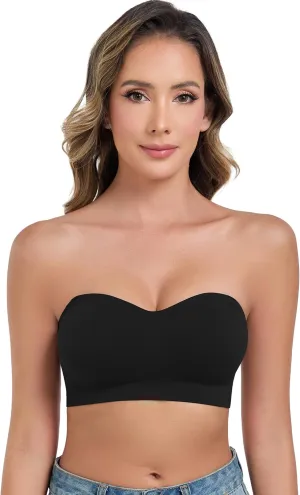 ANGOOL Strapless Bras for Women Wirefree Non-Slip Tube Top Invisible Bralette Seamless Padded Bandeau Bra