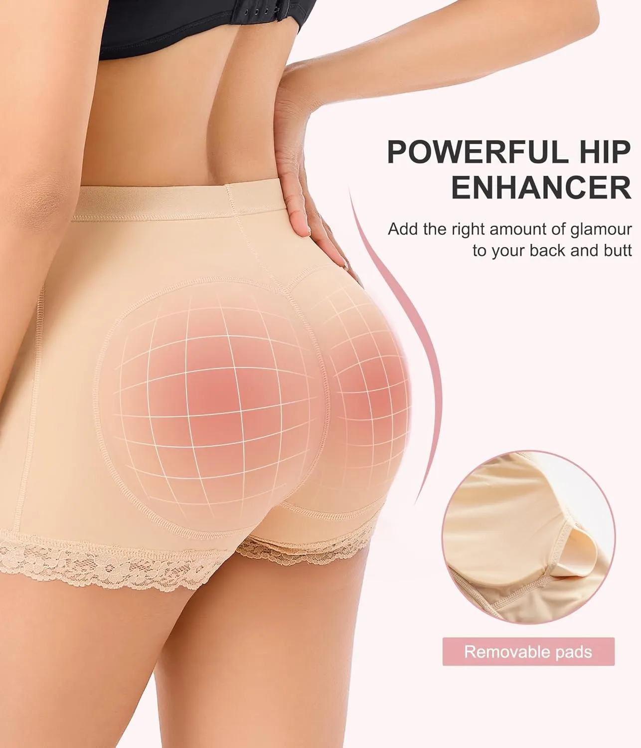 AOSBOEI Boyshort Underwear for Women Butt lifting Shapewear Tummy Control Panties Lace Under Slip Shorts for Dress