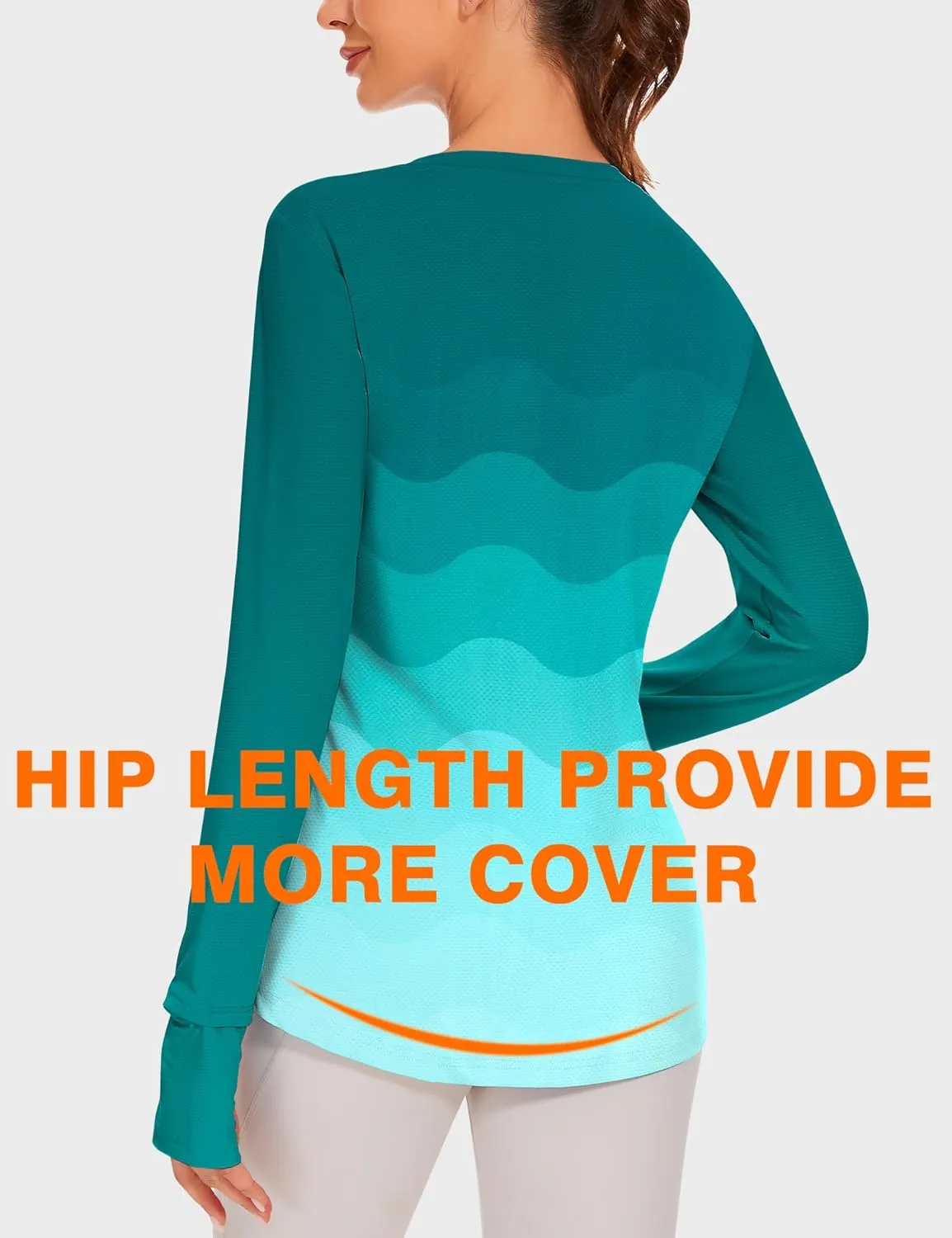 Blingfit Women's Workout Tops Long Sleeve Running Hiking Athletic Gym Shirts Lightweight UPF50  UV Rash Guard Sun Protection