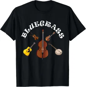 Bluegrass Band Bass Fiddle Guitar Mando Banjo Music Festival T-Shirt
