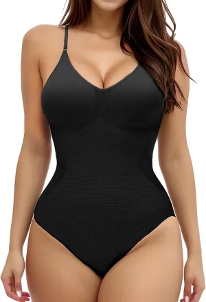 Bodysuits for Women, Seamless Shapewear Bodysuit Women, Ribbed Bodysuits for Women Tummy Control, V Neck Tank Top
