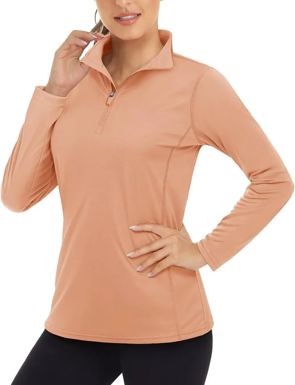 Boladeci Women's 1/4 Zip UPF 50  Sun Shirts Long Sleeve Golf Shirts UV Protection Lightweight Swim Athletic Tops Quick Dry