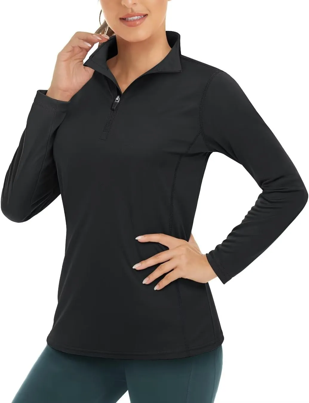 Boladeci Women's 1/4 Zip UPF 50  Sun Shirts Long Sleeve Golf Shirts UV Protection Lightweight Swim Athletic Tops Quick Dry