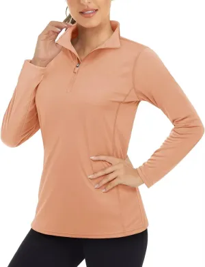 Boladeci Women's 1/4 Zip UPF 50  Sun Shirts Long Sleeve Golf Shirts UV Protection Lightweight Swim Athletic Tops Quick Dry