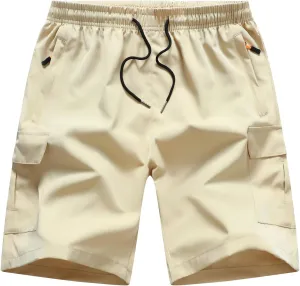 Boys Cargo Shorts, Outdoor Quick Dry Hiking Shorts, Lightweight Athletic Short with Zipper Pockets
