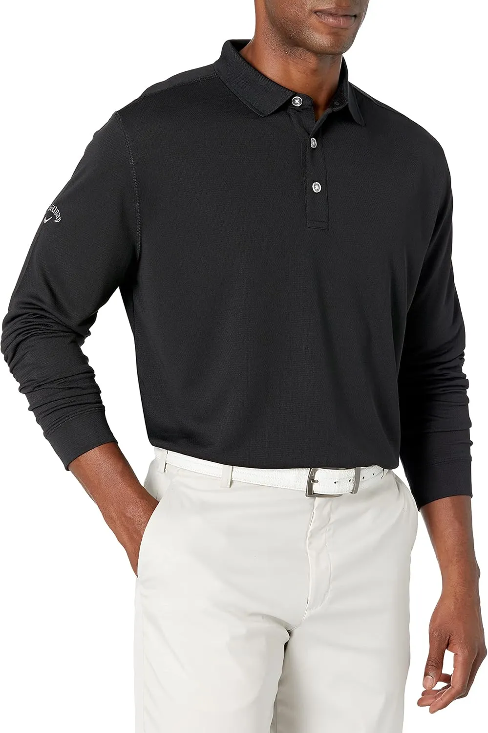 Callaway Mens Long Sleeve Core Performance Polo, Opti-Dri Technology, Sun Protection, Golf Polo Shirts for Men