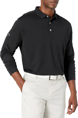 Callaway Mens Long Sleeve Core Performance Polo, Opti-Dri Technology, Sun Protection, Golf Polo Shirts for Men