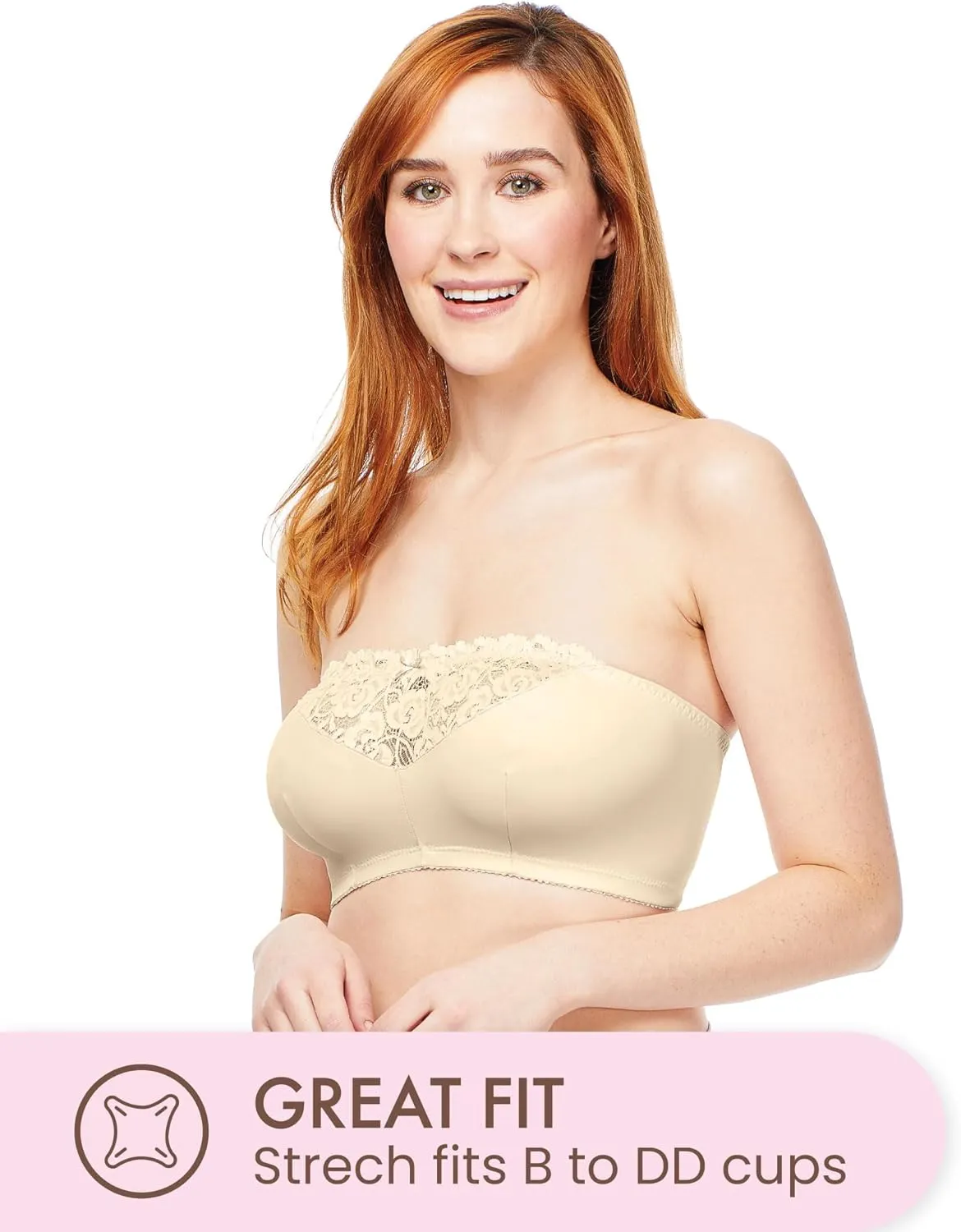 Carole Martin Strapless Bras for Women, Wireless Womens Bandeau Bra from Small to Plus Size