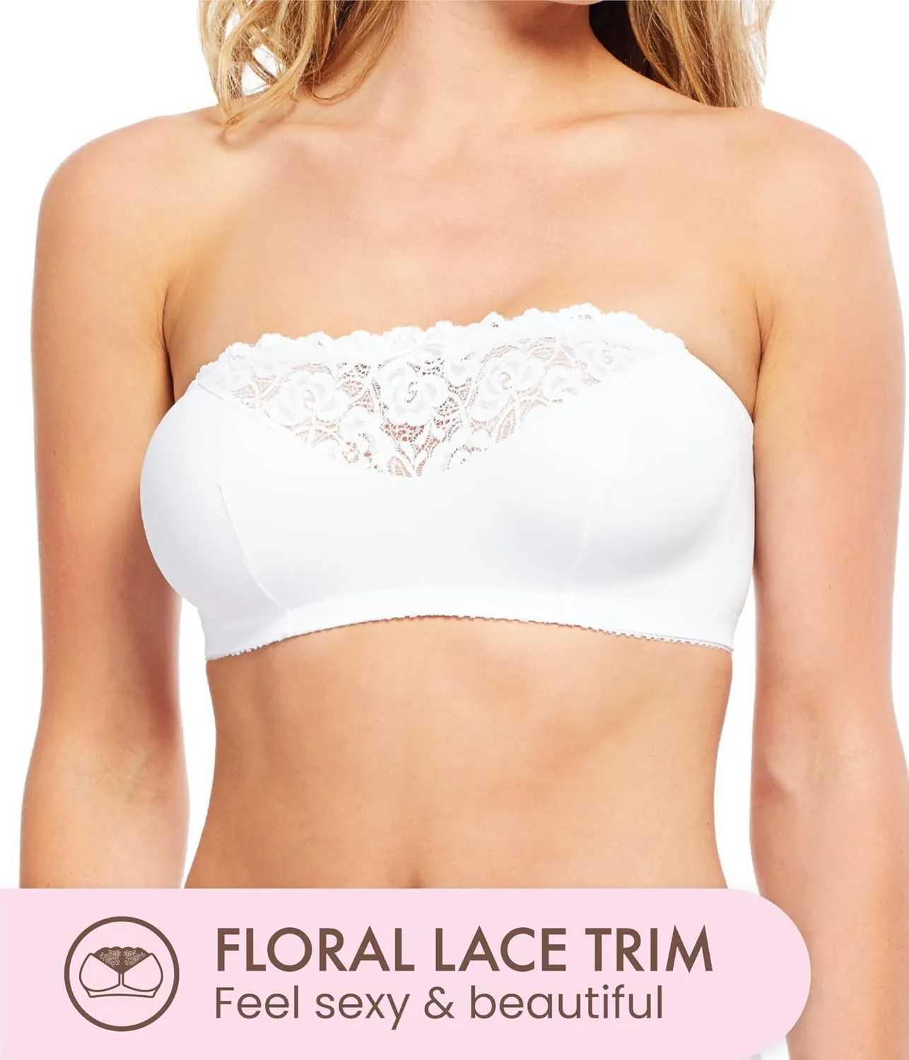 Carole Martin Strapless Bras for Women, Wireless Womens Bandeau Bra from Small to Plus Size