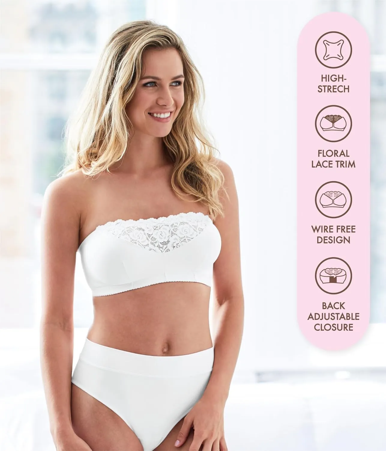 Carole Martin Strapless Bras for Women, Wireless Womens Bandeau Bra from Small to Plus Size