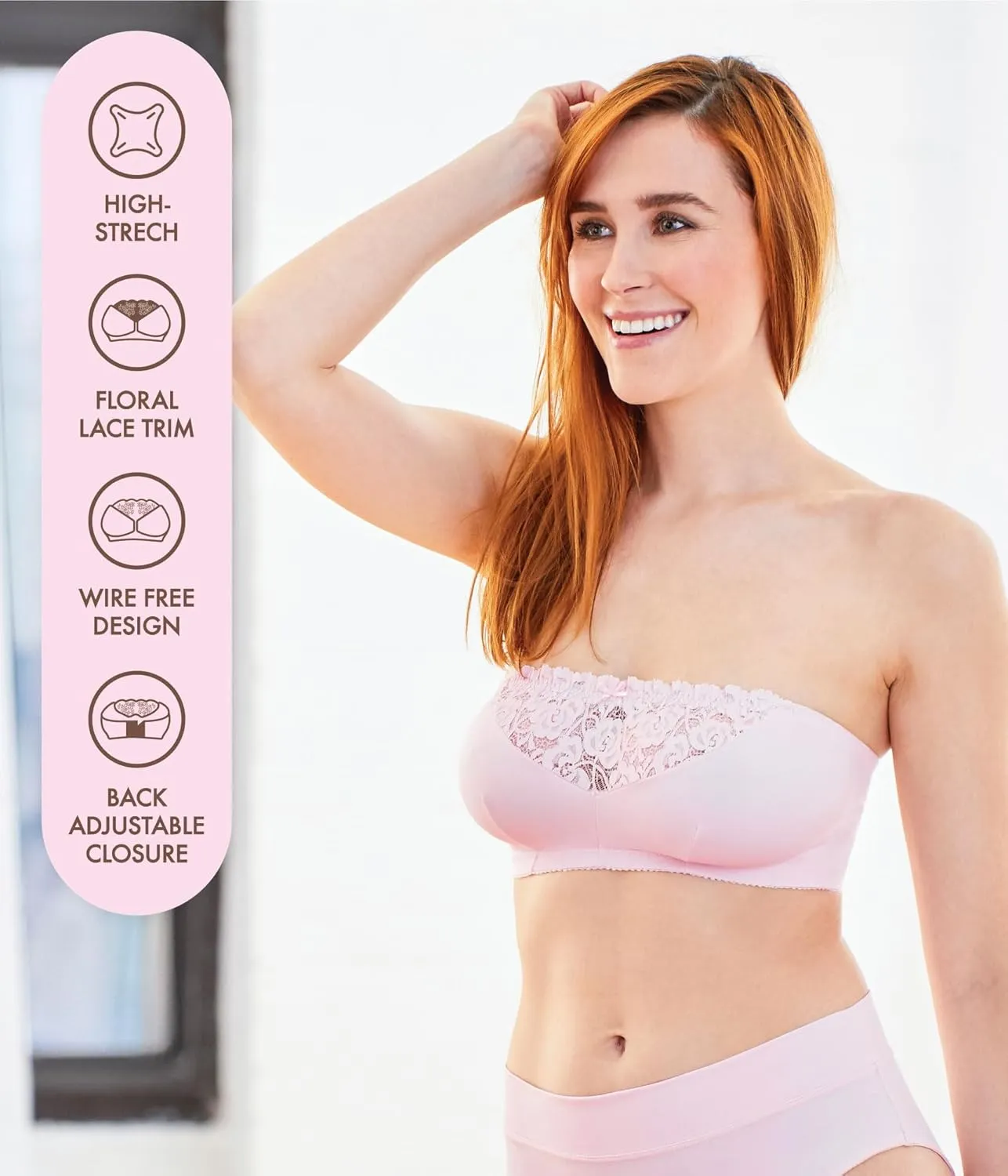 Carole Martin Strapless Bras for Women, Wireless Womens Bandeau Bra from Small to Plus Size