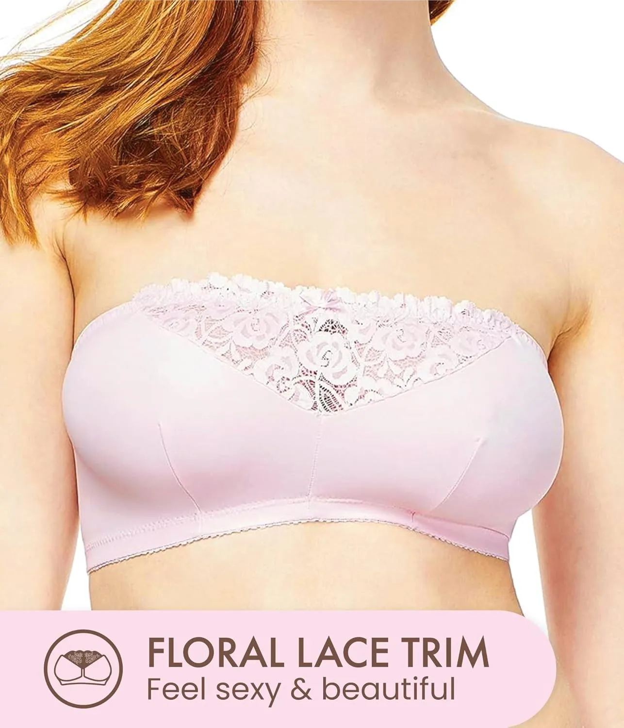 Carole Martin Strapless Bras for Women, Wireless Womens Bandeau Bra from Small to Plus Size