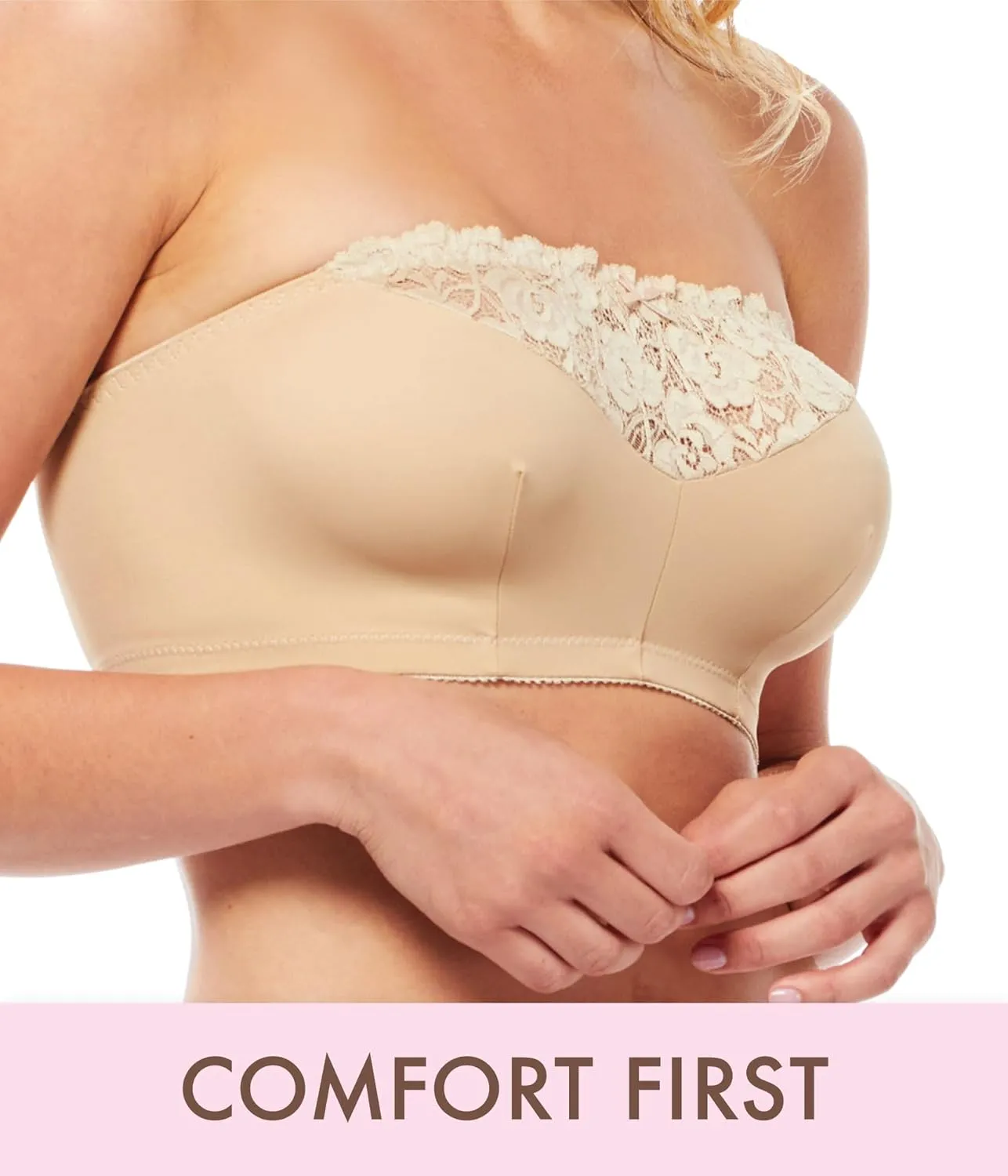 Carole Martin Strapless Bras for Women, Wireless Womens Bandeau Bra from Small to Plus Size