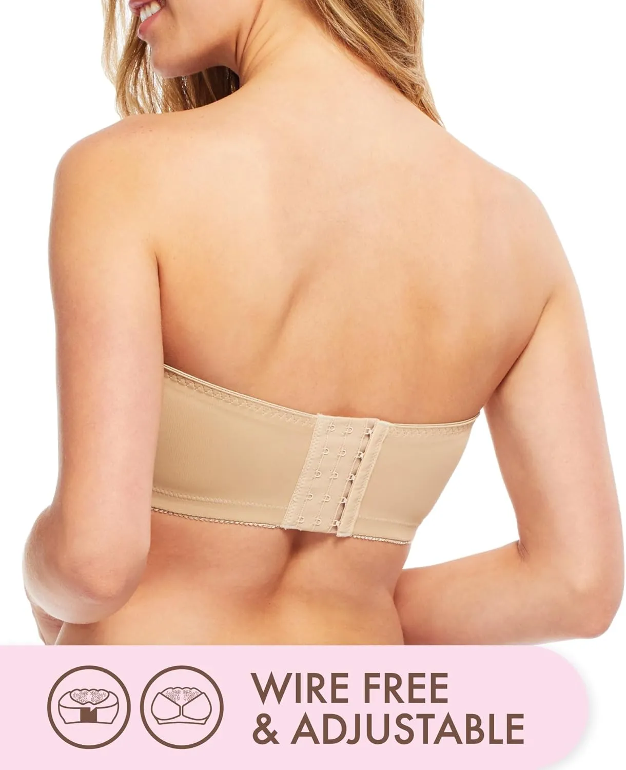 Carole Martin Strapless Bras for Women, Wireless Womens Bandeau Bra from Small to Plus Size