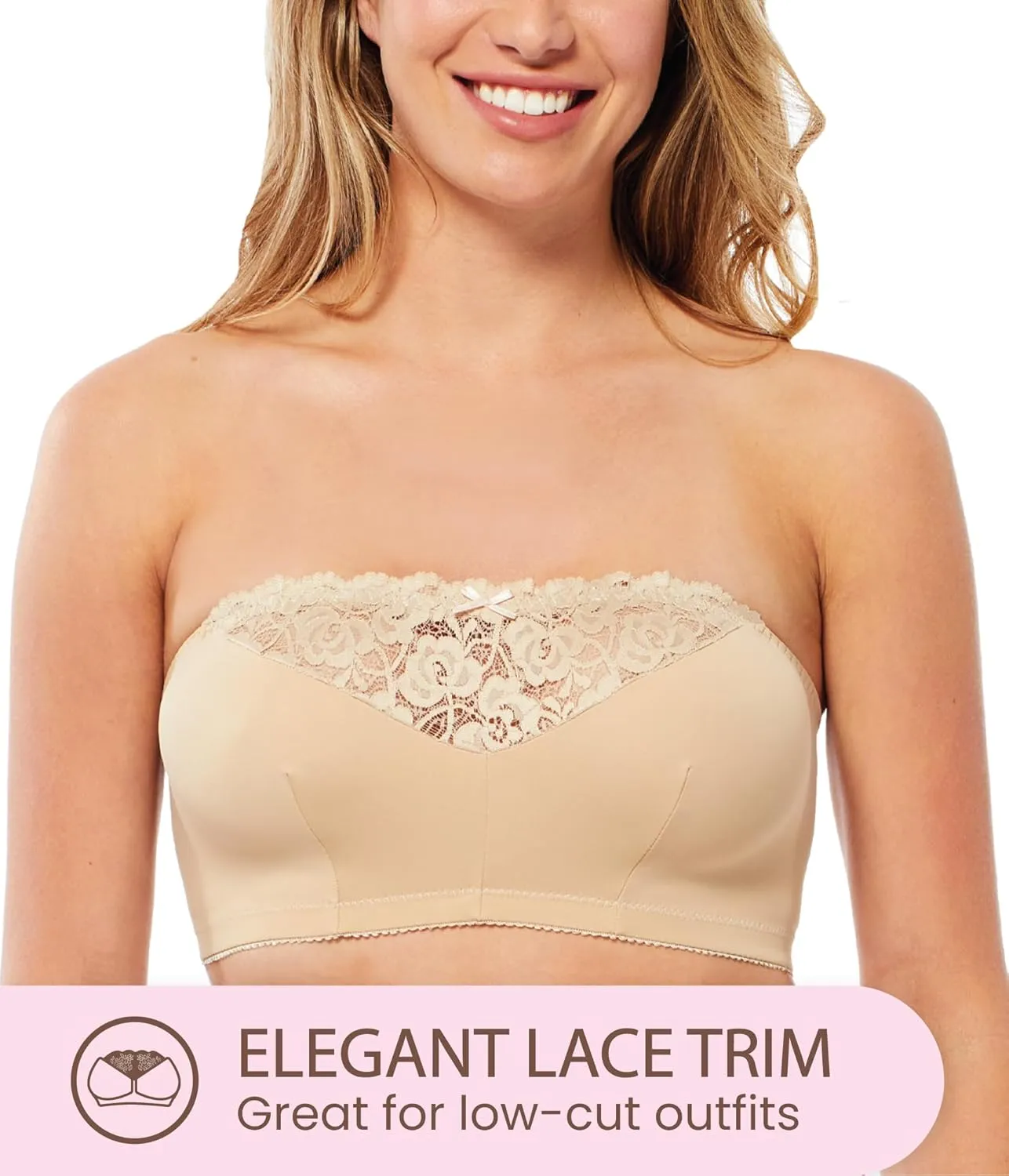 Carole Martin Strapless Bras for Women, Wireless Womens Bandeau Bra from Small to Plus Size