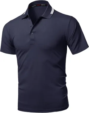 Casual Solid Lightweight UV Protection Polo Shirts Navy Size XL