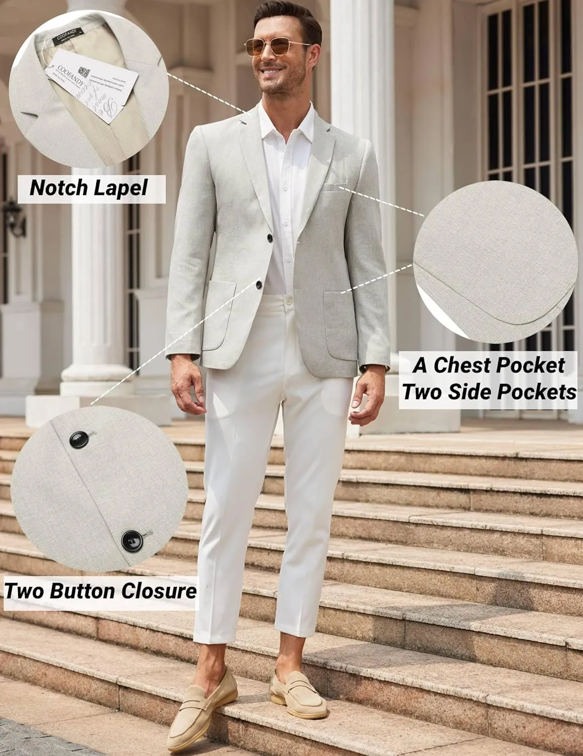 COOFANDY Mens Casual Blazer Sport Coat Lightweight Two Button Business Suit Jackets