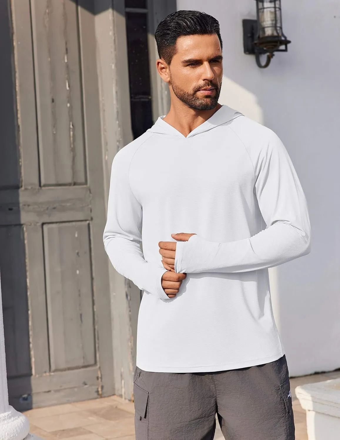 COOFANDY Mens UPF 50  Hoodie Shirts Long Sleeve Rash Guard Sun Protection Fishing Shirts Lightweight Quick Dry Hoodies