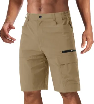 CRYSULLY Men's Hiking Cargo Shorts Outdoor Summer Lightweight Quick Dry Work Casual Shorts with 5 Zipper Pockets