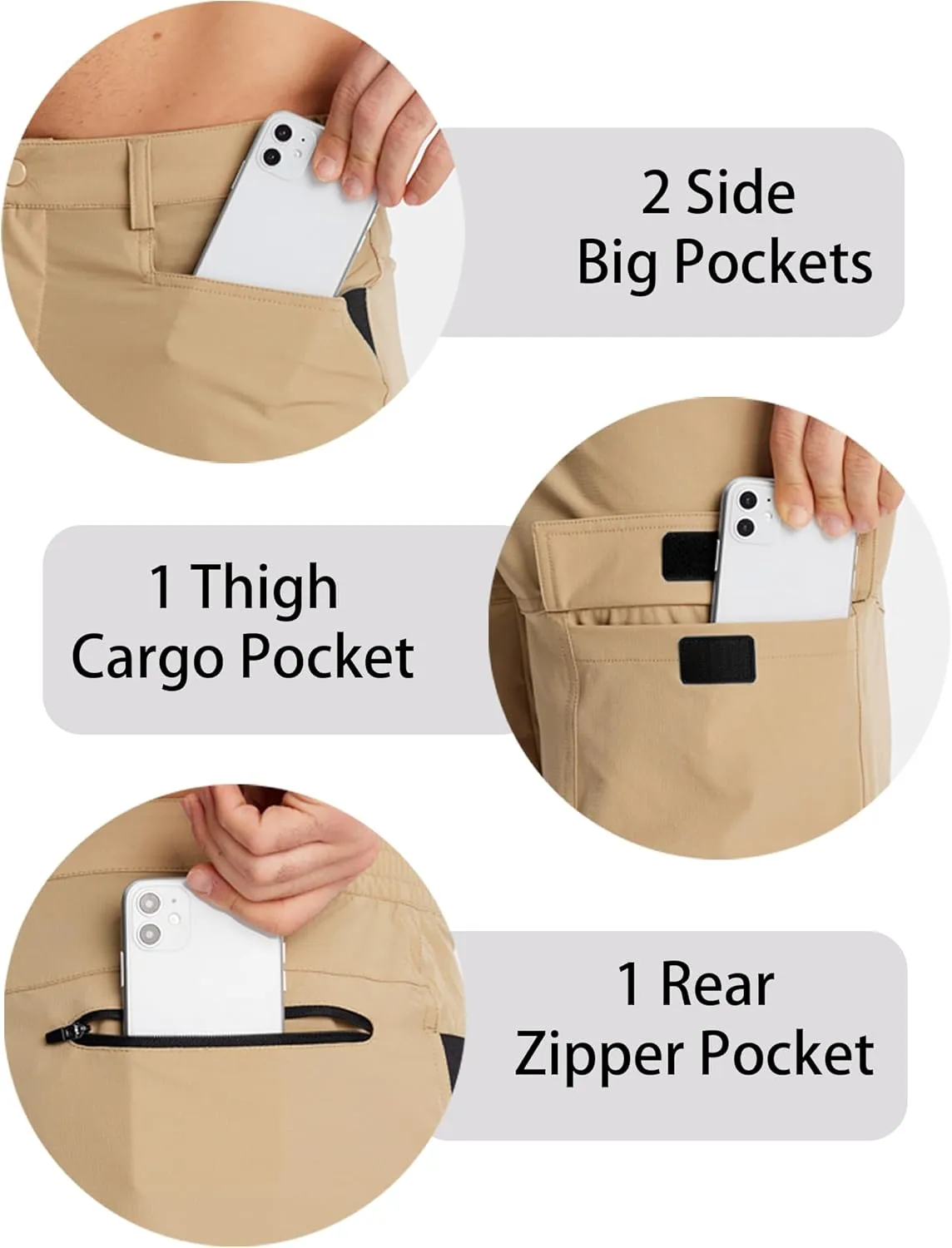 CRYSULLY Men's Hiking Cargo Shorts Outdoor Summer Lightweight Quick Dry Work Casual Shorts with 5 Zipper Pockets