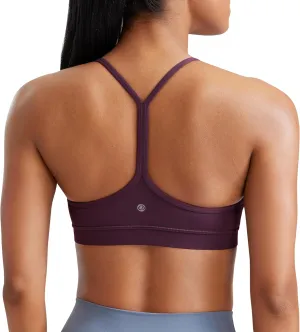 CRZ YOGA Butterluxe Womens Y Back Sports Bra - Padded Racerback Low Impact Spaghetti Thin Strap Workout Yoga Top