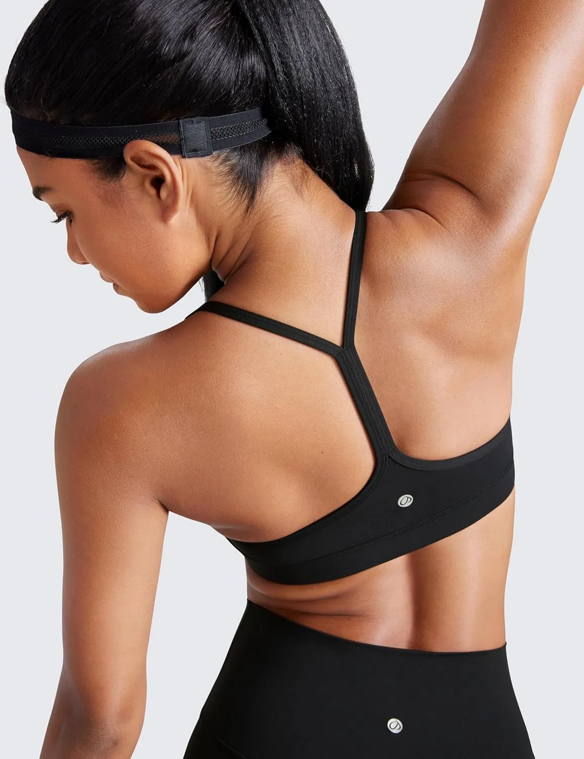 CRZ YOGA Butterluxe Womens Y Back Sports Bra - Padded Racerback Low Impact Spaghetti Thin Strap Workout Yoga Top