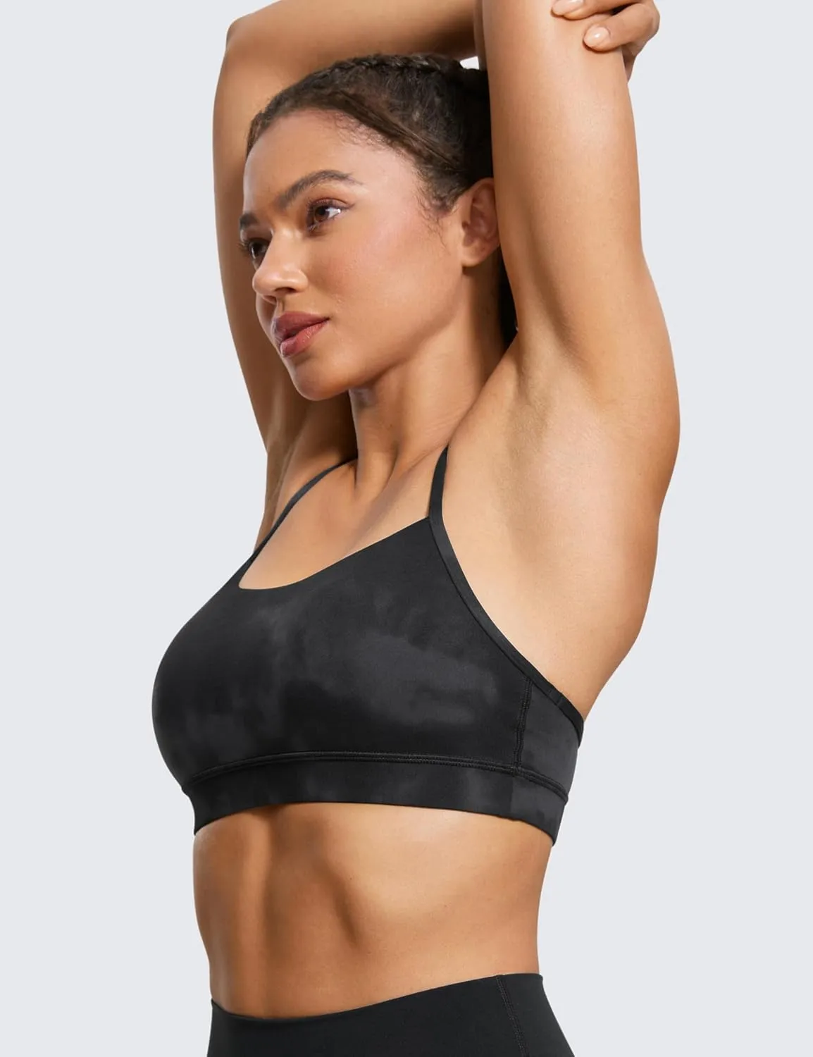 CRZ YOGA Butterluxe Womens Y Back Sports Bra - Padded Racerback Low Impact Spaghetti Thin Strap Workout Yoga Top