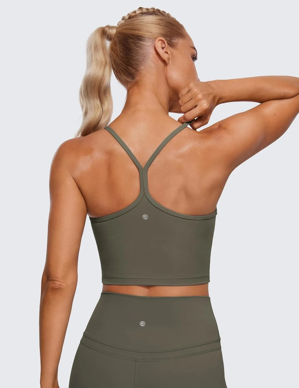 CRZ YOGA Womens Butterluxe Y Back Longline Sports Bras - Spaghetti Straps Racerback Padded Yoga Workout Crop Tank Top