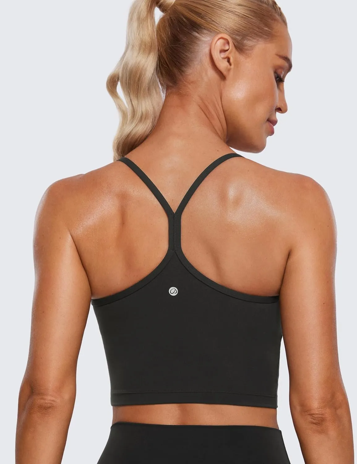 CRZ YOGA Womens Butterluxe Y Back Longline Sports Bras - Spaghetti Straps Racerback Padded Yoga Workout Crop Tank Top