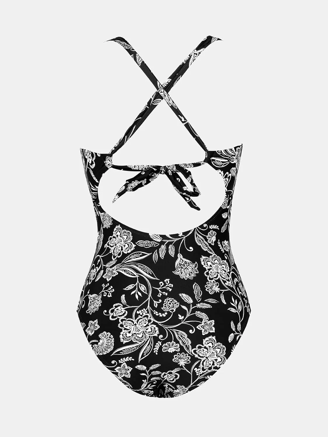 CUPSHE Women's One Piece Swimsuit Tummy Control Deep V Neck Double Straps Crisscross Back Tie Bathing Suit