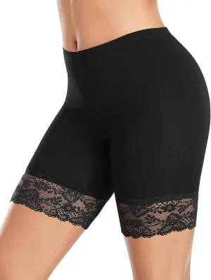 DERCA Womens Lace Slip Shorts for Under Dresses Anti Chafing Underwear Mid Thigh Boyshorts Panties Under Skirts