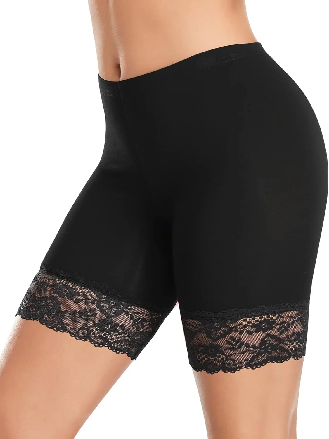 DERCA Womens Lace Slip Shorts for Under Dresses Anti Chafing Underwear Mid Thigh Boyshorts Panties Under Skirts