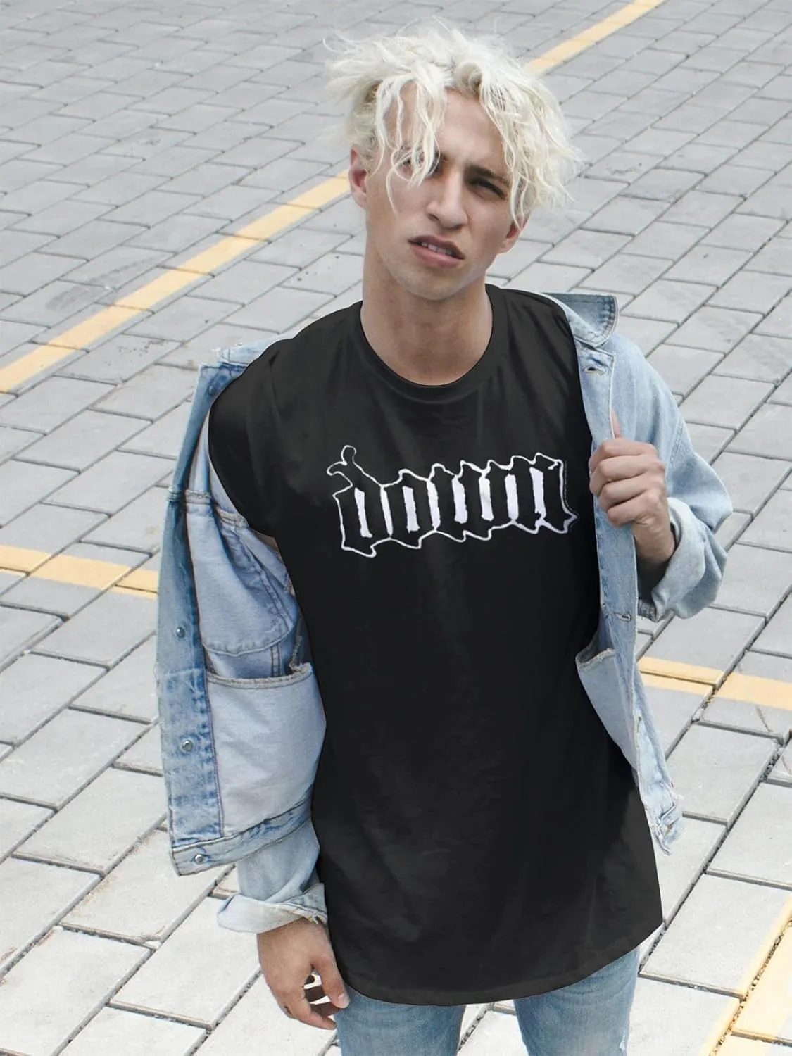 Down Band Logo Mens Black Short Sleeve T Shirt 90s Heavy Metal Band Vintage Style Graphic Tees