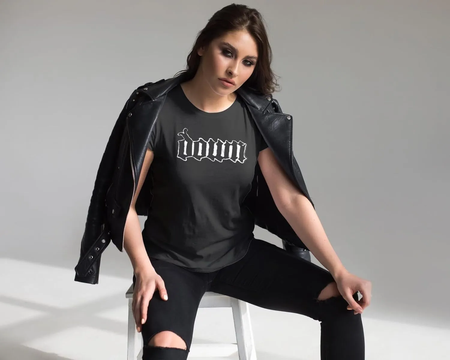 Down Band Logo Mens Black Short Sleeve T Shirt 90s Heavy Metal Band Vintage Style Graphic Tees