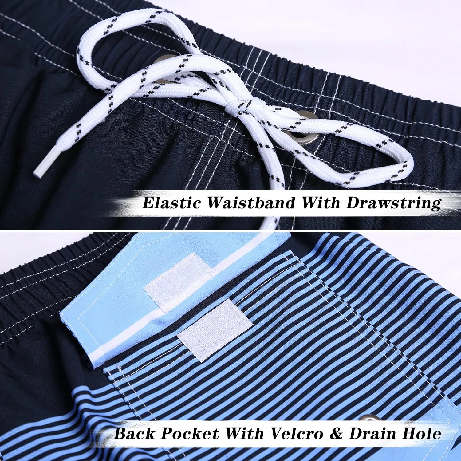 ELETOP Men's Swim Trunks Quick Dry Bathing Suit Swimming Board Shorts Mesh Lining Beach Swimwear
