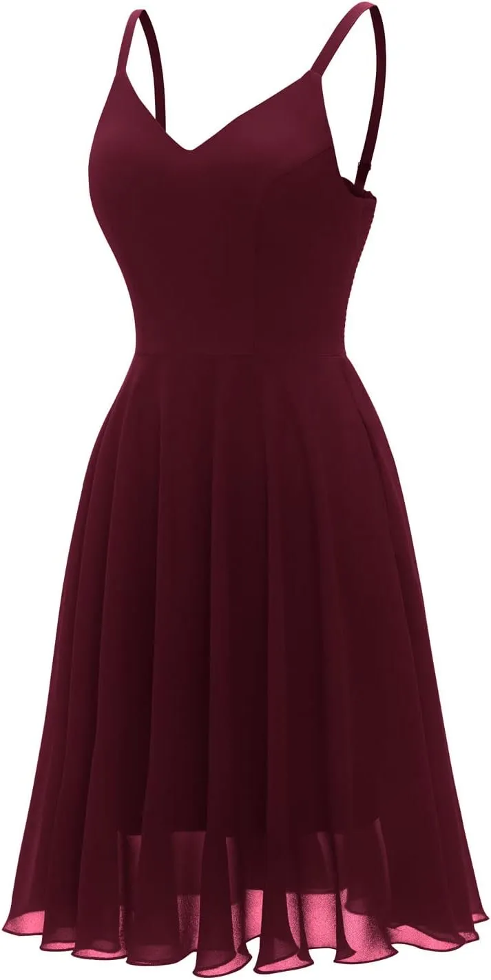 Ellames Women's 2024 Summer Dress Spaghetti Strap Cocktail Swing Beach Dresses V Neck Sundress